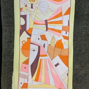 AS IS Fernando Llort (el Salvador) Vibrant Pastel Art Beach towel